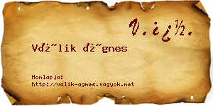 Válik Ágnes névjegykártya